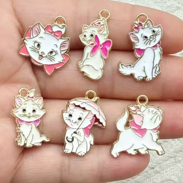 Wholesale 10pcs Cute Cat Alloy Keychain Mini Handmade Accessory Pendant