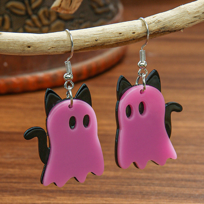 Wholesale  series acrylic earrings orange purple ghost cat earrings small simple style earrings