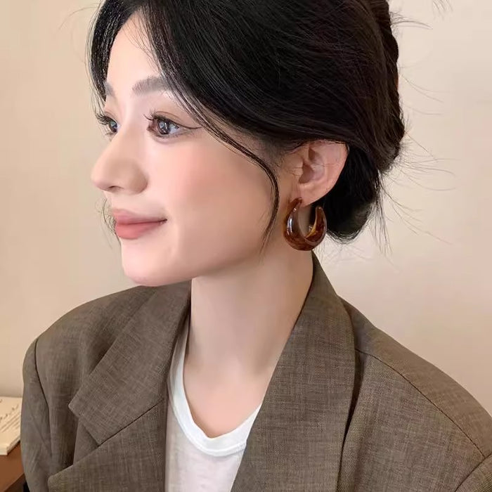 Wholesale Resin earrings for women, exaggerated and unique loop earrings, retro and high-end earrings