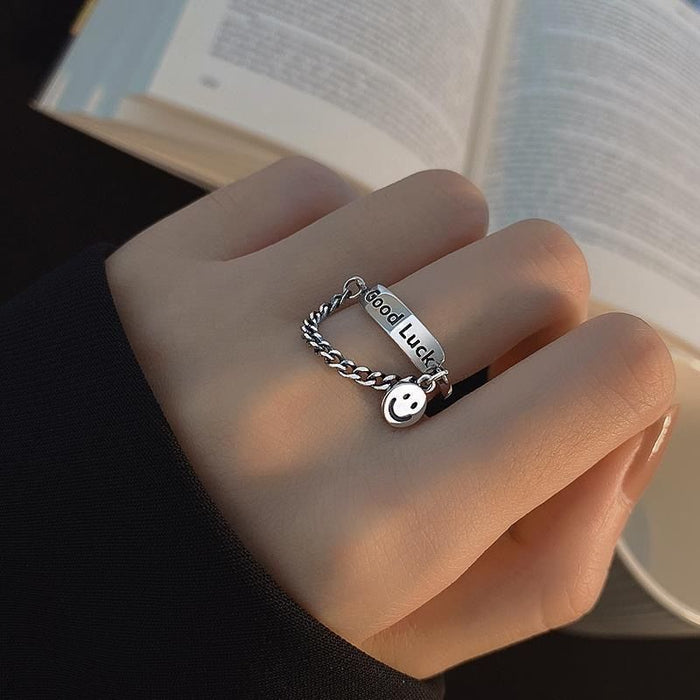 Wholesale Smiling face ring, smiling personality, niche fashion ring bracelet