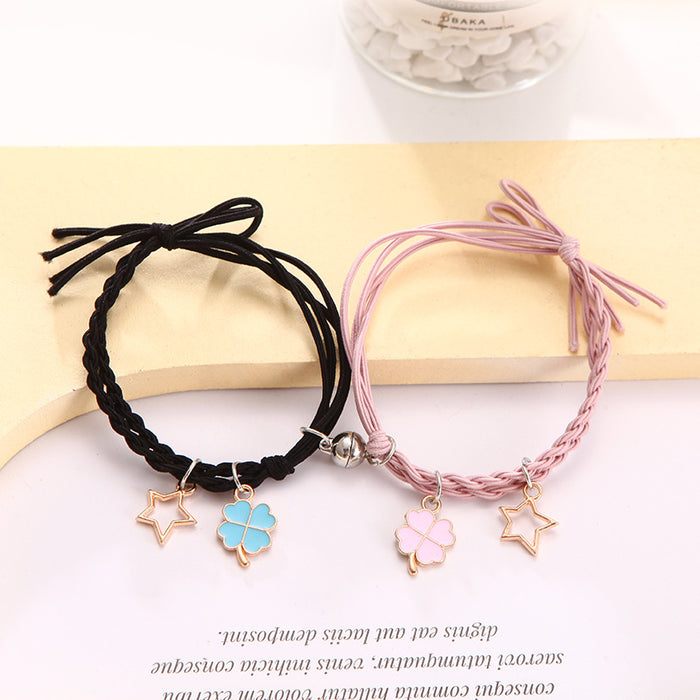 Wholesale Cartoon couple bracelets a pair of small rubber band magnets attract bell bracelet gift