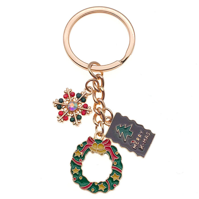 Wholesale Zinc Alloy Christmas Keychain with Snowman Elk Design Festive Gift Keyring