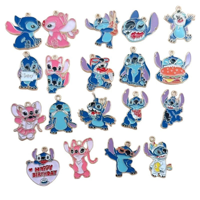 Wholesale 10pcs Cartoon Couple DIY Jewelry Accessories Alloy Enamel Pendant Keychain Earrings