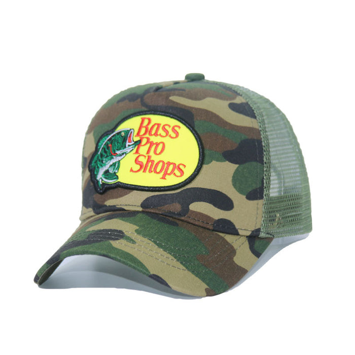 Wholesale Bass fish embroidery baseball cap summer breathable men's and women's sunshade cap patch sun hat
