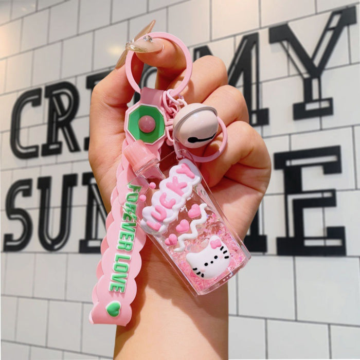 Wholesale Luminous bubble beads keychain cute liquid quicksand pendant school bag accessories small gift keychain