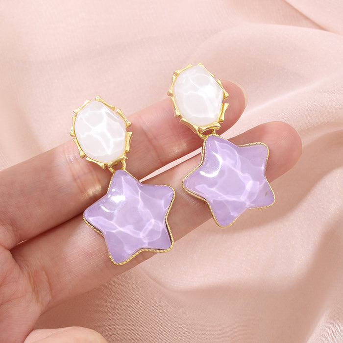 Wholesale Blue contrasting water ripple retro five-pointed star unique personality