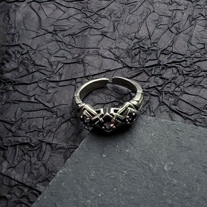 Wholesale Retro Purple Zirconia White Zirconia Ring Personalized Ring Open Zirconia Ring High End Feeling Ring