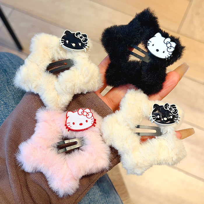 Wholesale Cute cartoon cat plush star-shaped hair clips