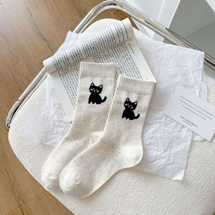 Wholesale New Cartoon Embroidered Socks, Middle Tube Socks, College Style Pile Socks, Cotton Socks