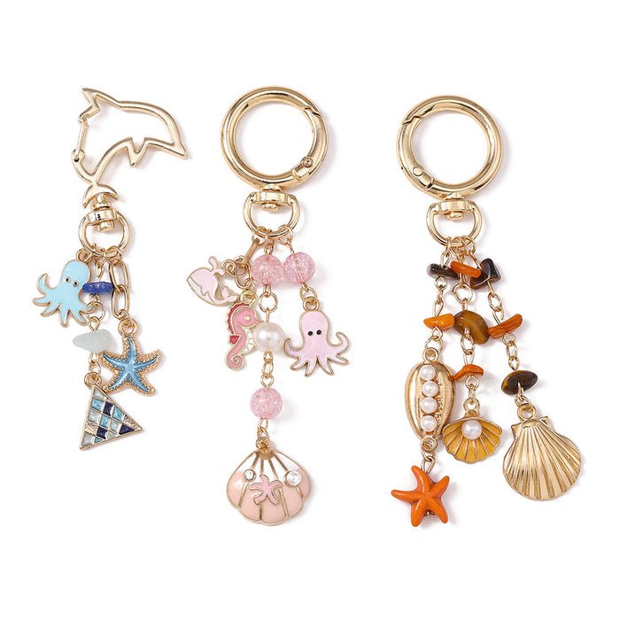 Wholesale Marine animal seahorse octopus metal keychain