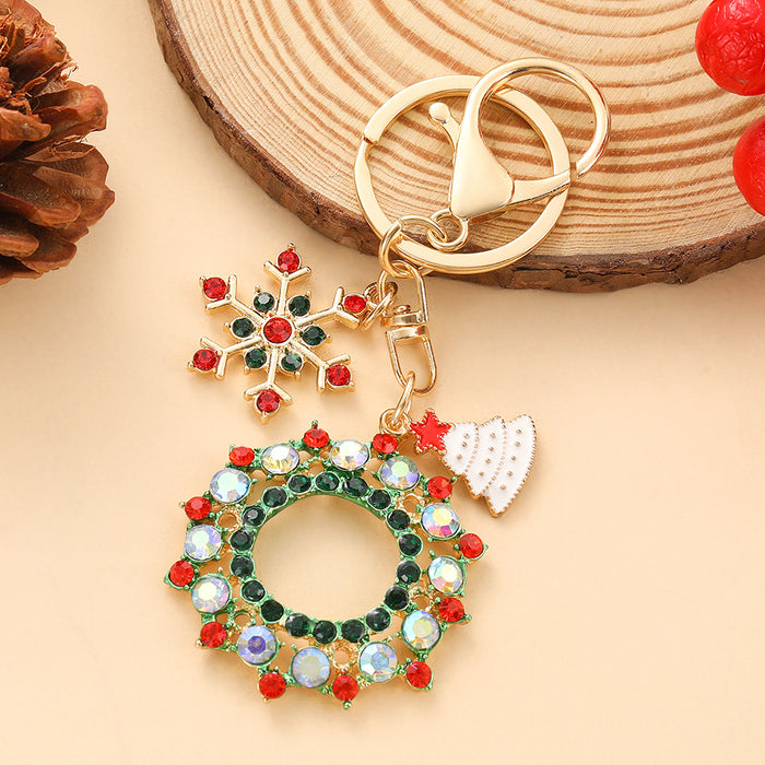 Wholesale Christmas Tree Rhinestone Keychain Zinc Alloy Bell Pendant Business Gift MOQ≥2