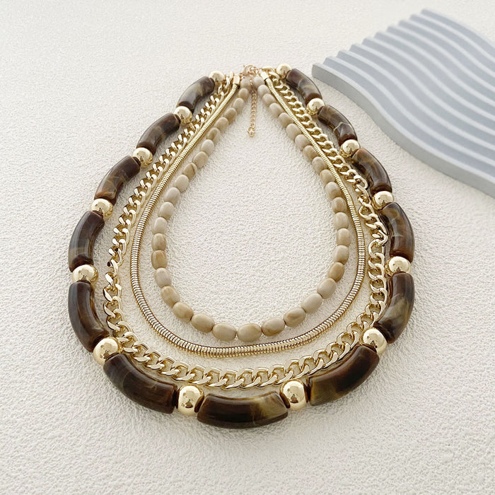 Wholesale Multi-layer Stacked Chain Bamboo Necklace Fashion Women's Necklace