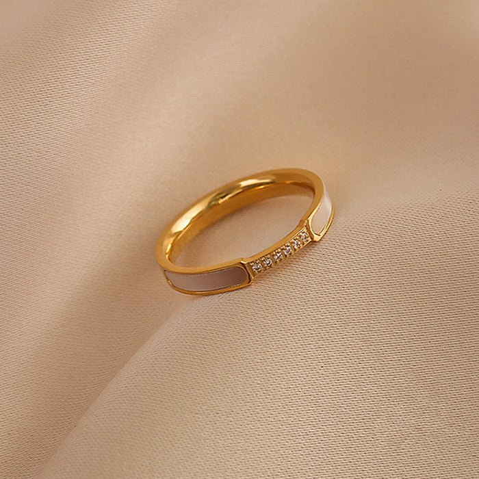 Wholesale Japanese light luxury versatile micro inlaid ring, rose gold titanium steel ring, niche design
