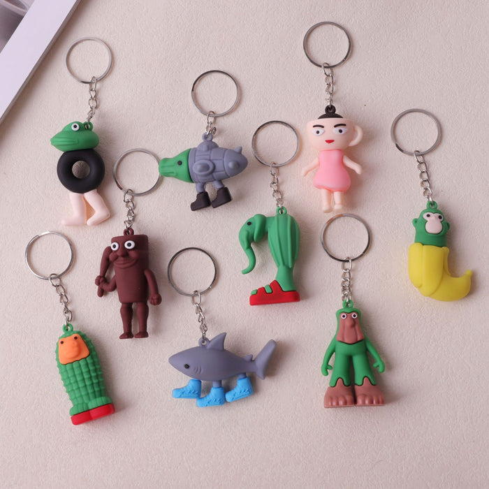 Wholesale Doll keychain funny abstract stick man shark small pendant