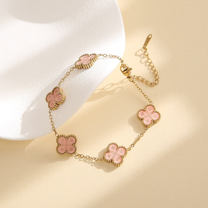 Wholesale Titanium steel non-fading four-leaf clover bracelet