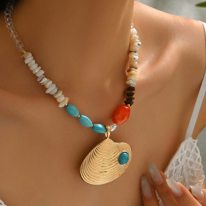 Wholesale Colorful design necklace, fashionable niche shell pendant necklace