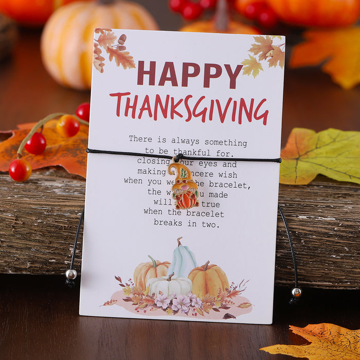 Wholesale Thanksgiving Personalized Creative Maple Leaf Turkey Pine Cone Bracelet Simple Color Card Jewelry