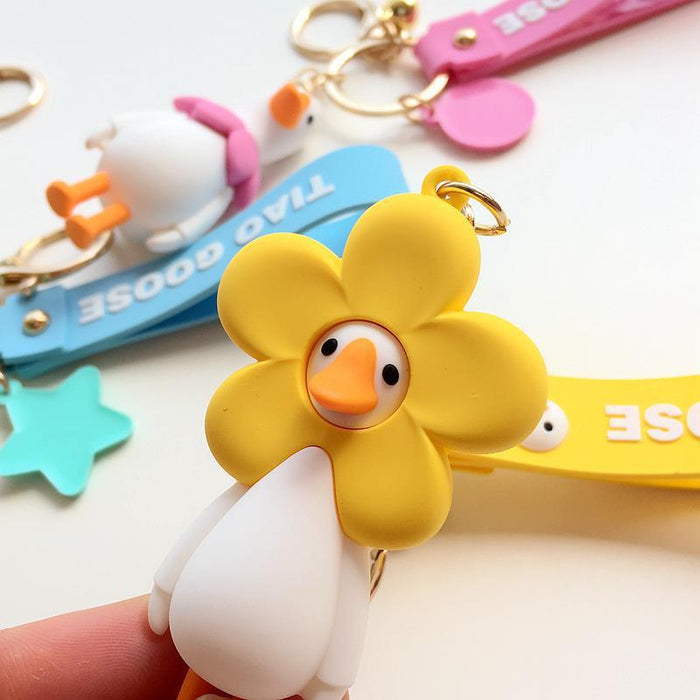 Wholesale   jewelry cartoon silicone keychain flower chicken pendant women's bag pendant