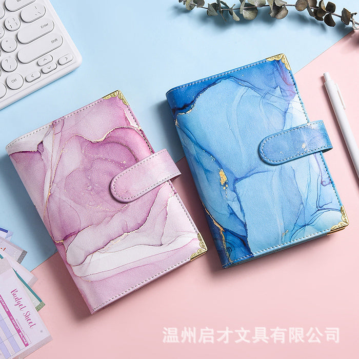 Wholesale Binder Zipper Bag Macaron Notebook Leather Pu Loose-Leaf Cash Budget Notebook