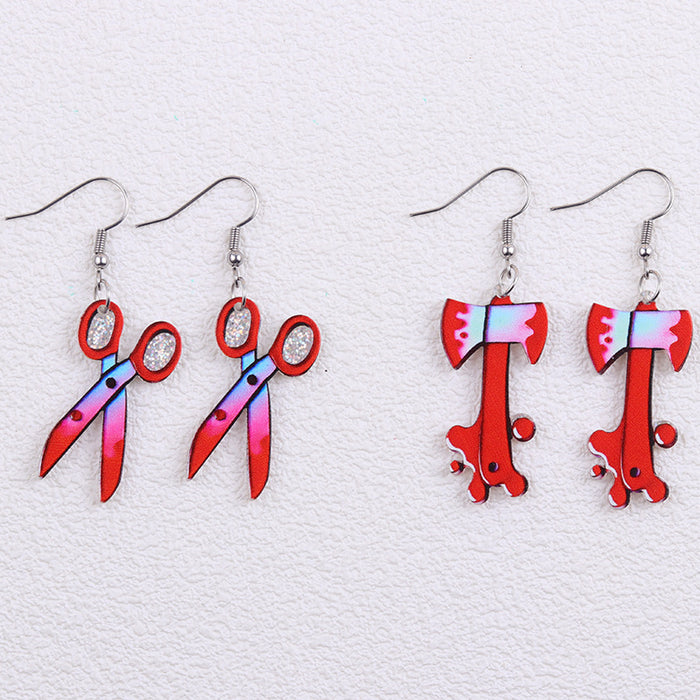 Wholesale Halloween Earrings, Contrasting Color Scissors Trendy Earrings