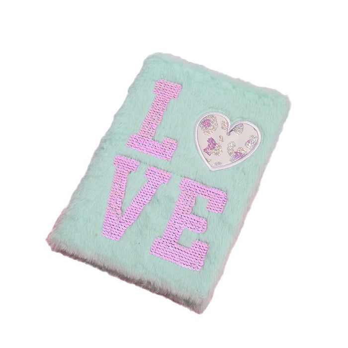 Wholesale Simple sequin plush notebook children' s color notebook cartoon plush student notebook