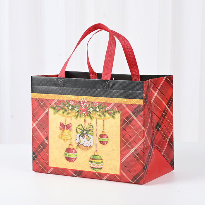 Wholesale Plaid Christmas Series Hand-held Gift Bags Cartoon Reindeer Non-woven Bags JDC-GB-XJ001