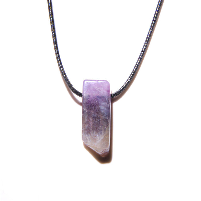 Wholesale Irregularly shaped raw stone flat tube pendant and stone bead necklace