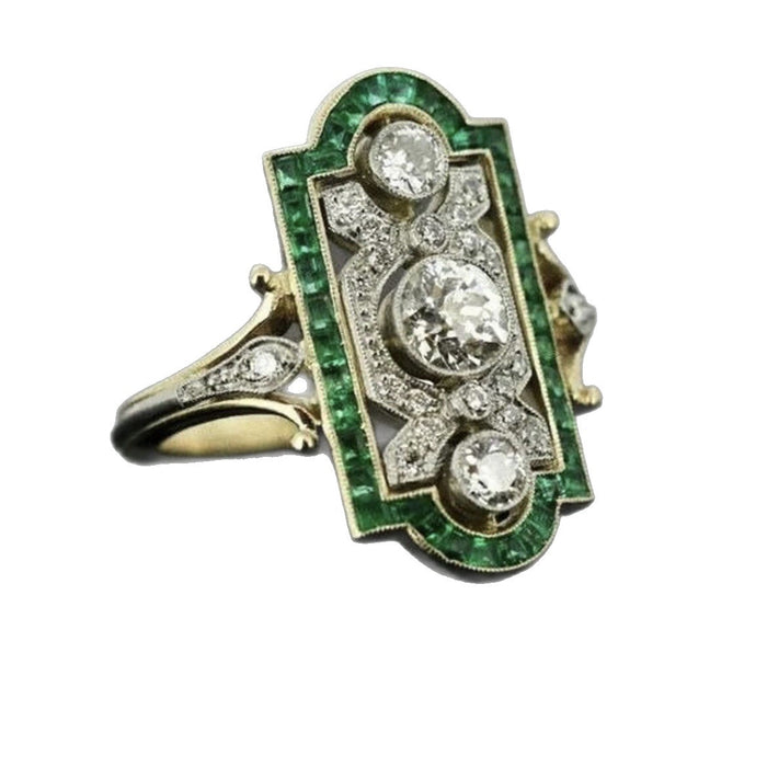 Wholesale Alloy ring fashionable emerald zircon ring