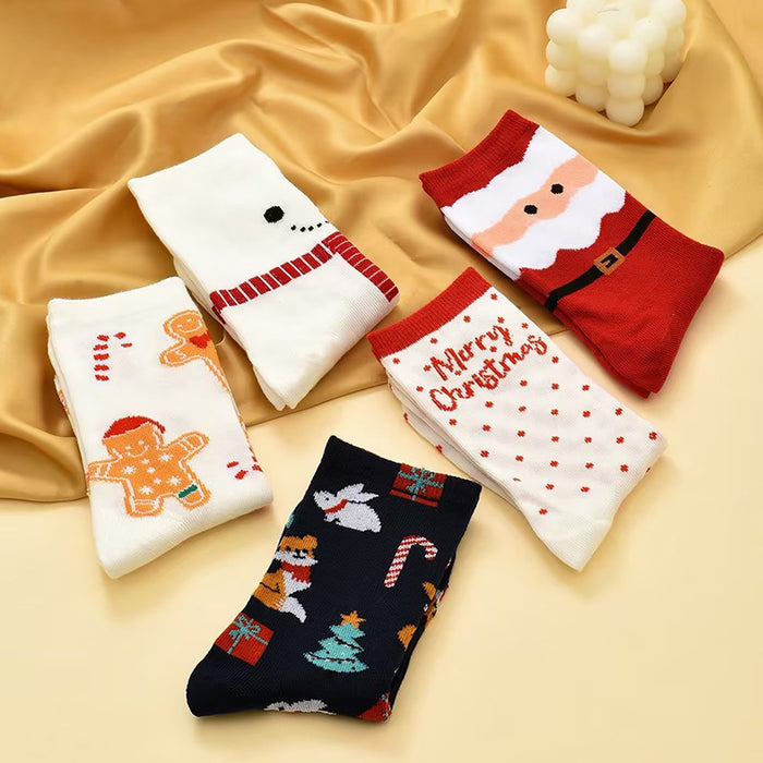 Wholesale 10pcs Cartoon Christmas Polyester Elk Middle Tube Socks JDC-SK-Xinh024