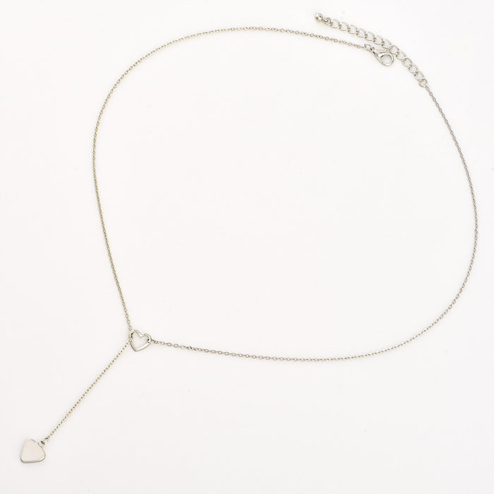 Wholesale Simple alloy hollow heart necklace mixed with neckband, pull-out heart pendant, collarbone chain, neck chain