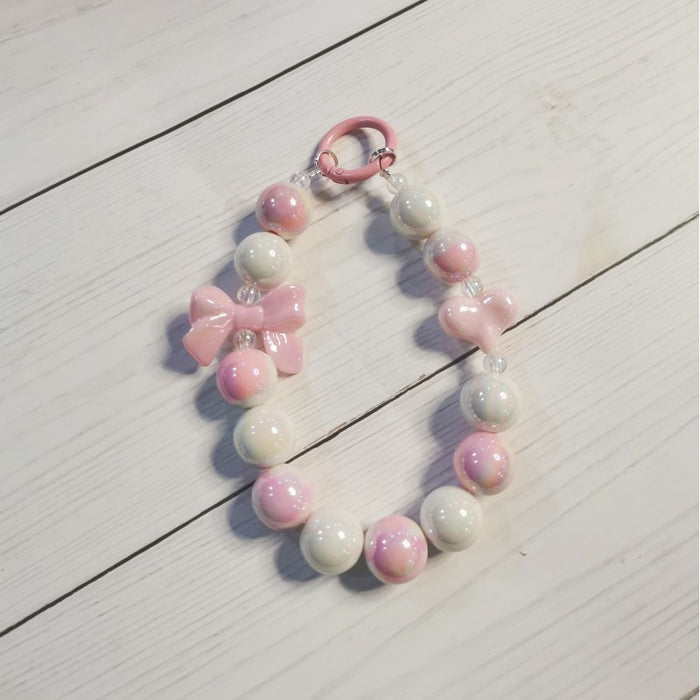 Wholesale Electroplated beaded bow car key chain mobile phone pendant