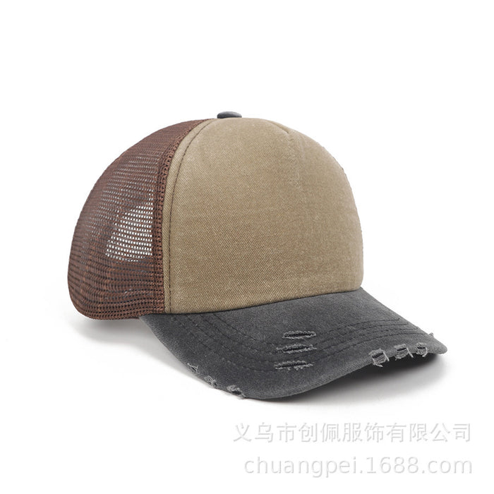 Wholesale Hat light version can be customized with embroidered LOGO for aging, washed cotton hat, breathable mesh hat, outdoor sun protection hat