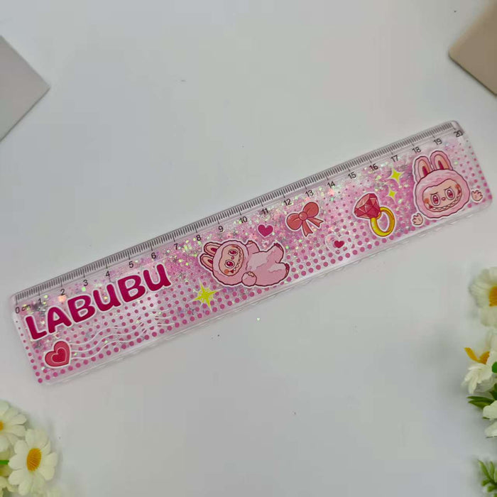 Wholesale Cartoon Quicksand Ruler Gold Powder Decompression Glitter Ruler Set