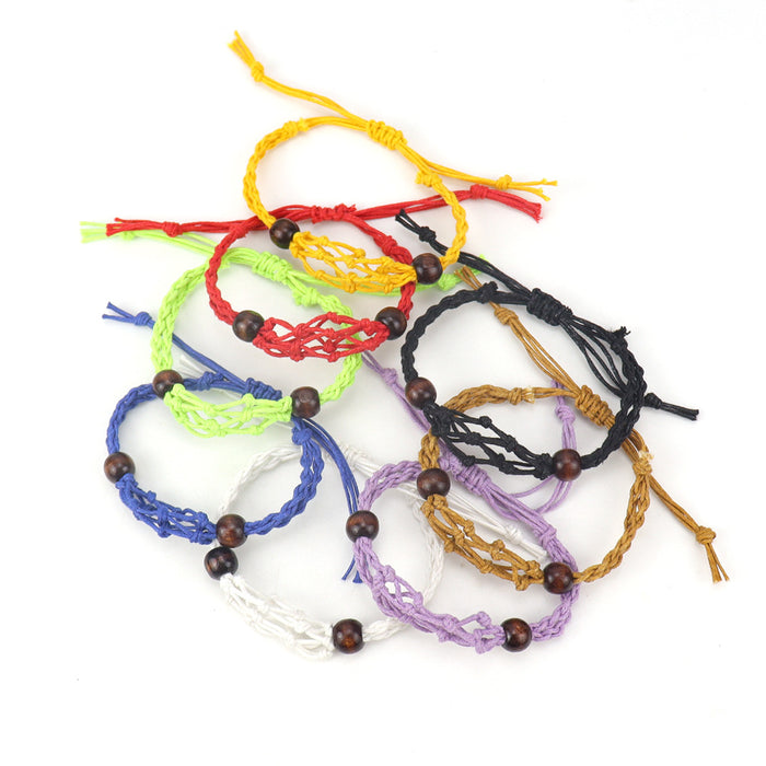 Wholesale Hand-woven Net Bag Bracelet with Adjustable Bracelet JDC-BT-HXu002