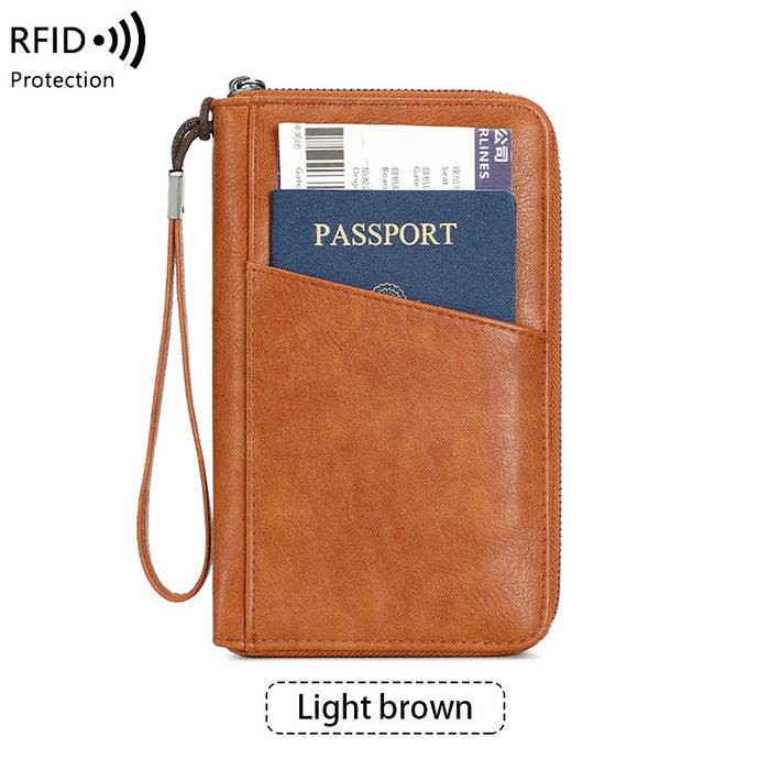 Wholesale RFID Anti-magnetic Zipper Passport Multifunctional Wallet