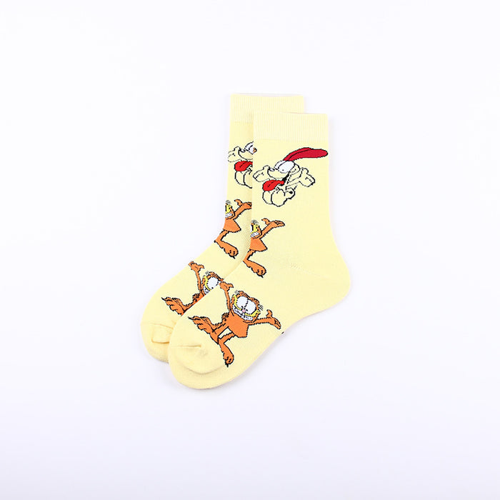 Wholesale Leisure Sports Jacquard Four Seasons Youth Women Cotton Couple Middle Socks Men Trendy Socks Long Socks
