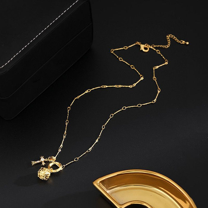 Wholesale real gold plating new gold diamond cross necklace