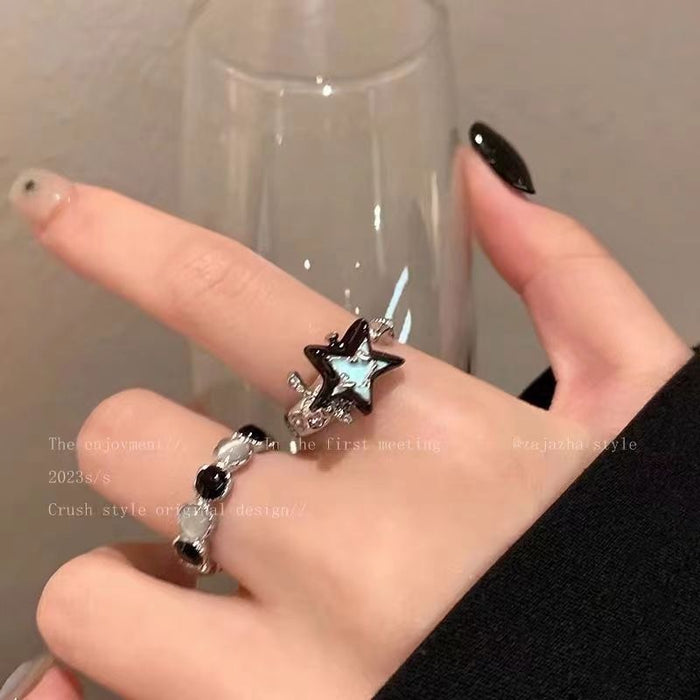 Wholesale Color blocking ring, fashionable and personalized couple's index finger ring, niche temperament, versatile ring