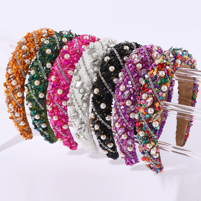 Wholesale Pearl and diamond headband personalized versatile fashion hair accessories banquet headdress