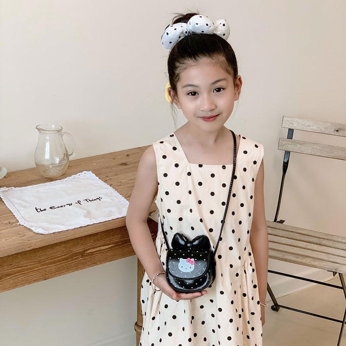 Wholesale Cute cartoon print girls'  shoulder bag with bow