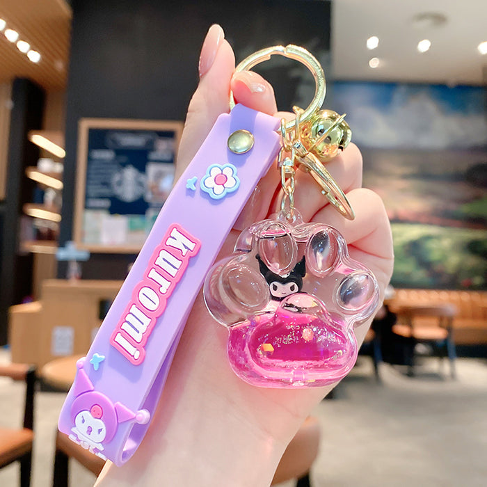 Wholesale Cartoon quicksand bottle keychain floating into oil liquid small gift pendant keychain