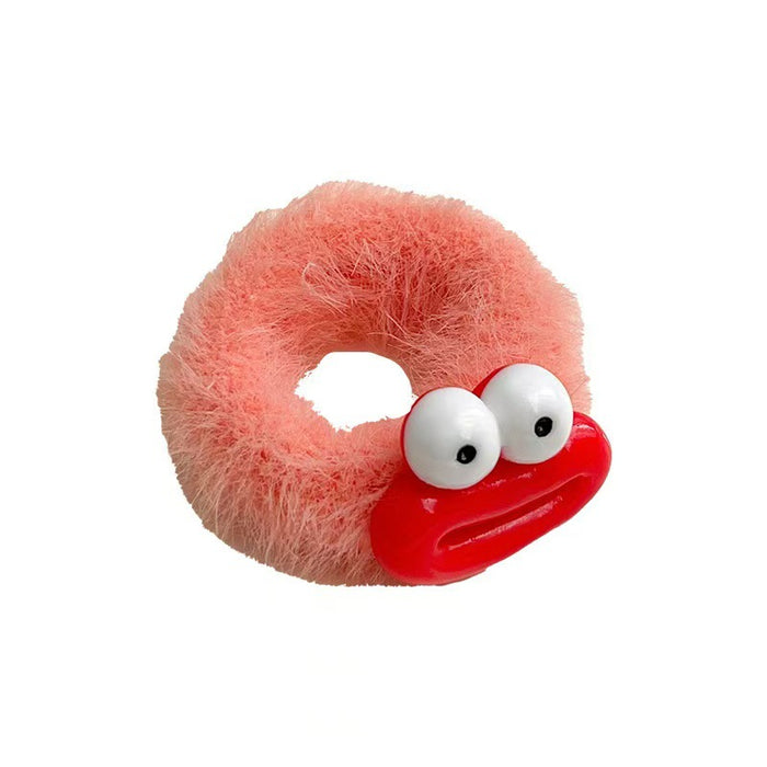 Wholesale Colorful Big-Eyed Monster Plush Hair Band Thickeneded and Widened Towel Ring Furry Hair Rope Sweet Girly Heart Hair Accessories F