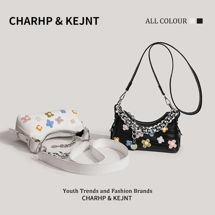 Wholesale Popular flower style stick bag, high-end texture, niche underarm crossbody bag