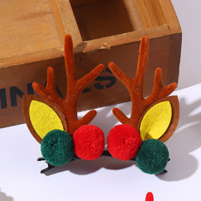 Wholesale Christmas Headdress Antlers Kidsren' s Hairpin Christmas Hairpin Hair Ball Duckbill Clip Cute Deer Bangs Hairpin