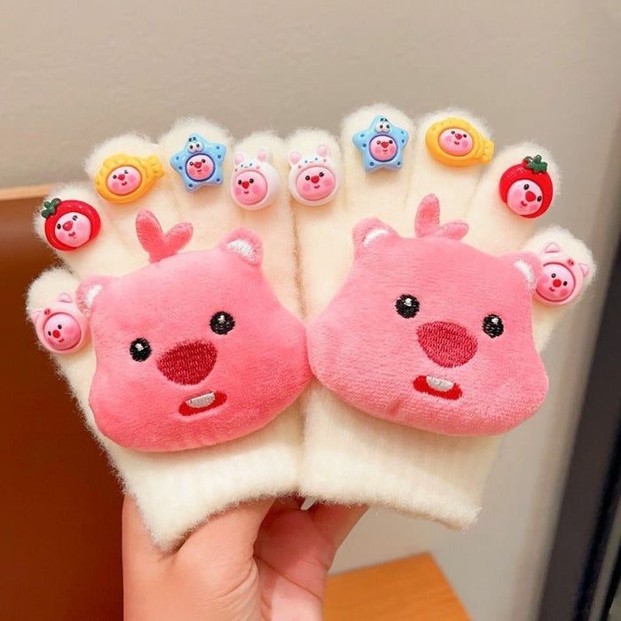 Wholesale Cute plush fleece-lined and thickened gloves