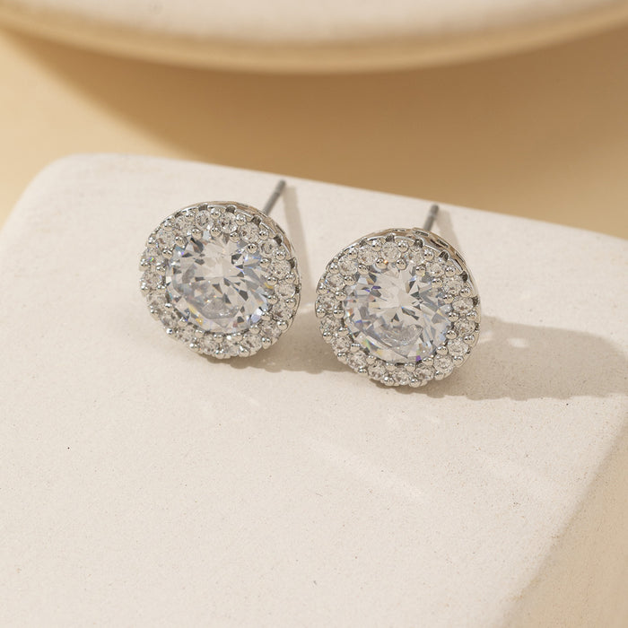 Wholesale Full Diamond Inlaid Three-Dimensional Zircon Stud Earrings Round Earrings