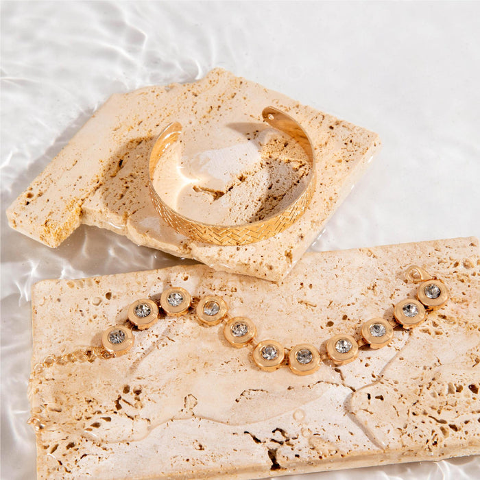 Wholesale Alloy C-shaped Open Bracelet Diamond Bracelet Set of Two JDC-BT-YongG002