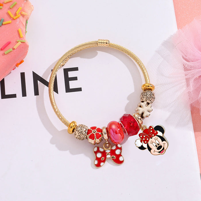 Wholesale Stainless Steel Cartoon Pendant Couple Bracelet Adjustable Open Design Boutique Resale Jewelry