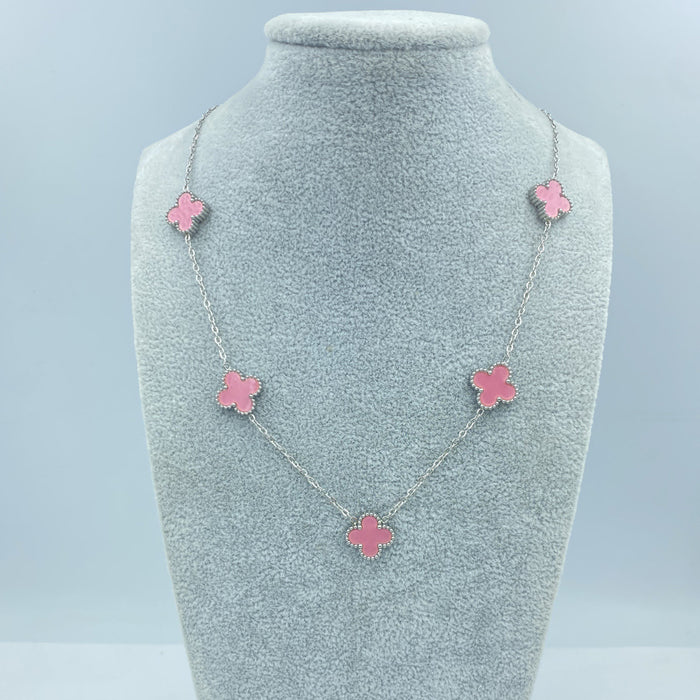 Wholesale 13MM titanium steel 5-link necklace  four-leaf clover necklace