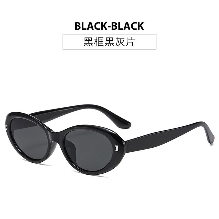 Wholesale Elliptical rice nail cat eye sunglasses, internet famous sunglasses, high-end street photography, UV resistant sunglasses